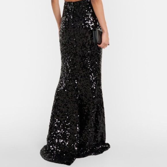 Michael Costello Long Full Sequin Formal Maxi Skirt in Black Women's Size XL 16 - Picture 2 of 11